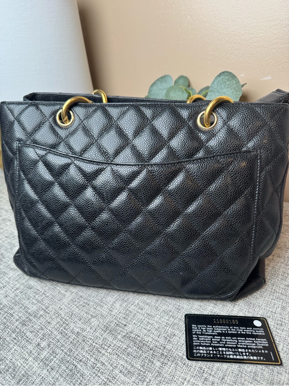 CHANEL Black Quilted Caviar Leather Tote with Gold Hardware - Picture 7 of 17